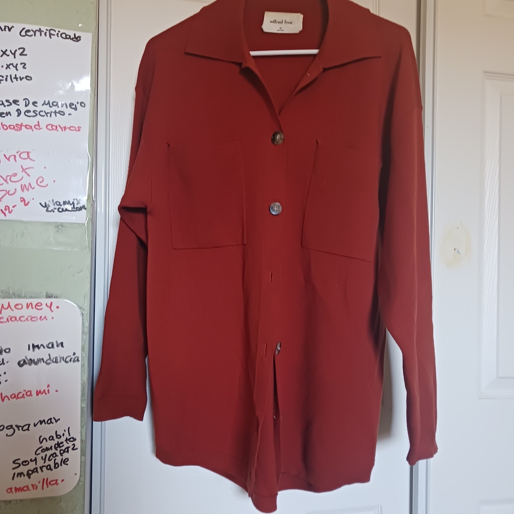 4X$30 Aritzia Wilfred Women Tops Button-Up Red Orange Warm SZ XS Gently Used